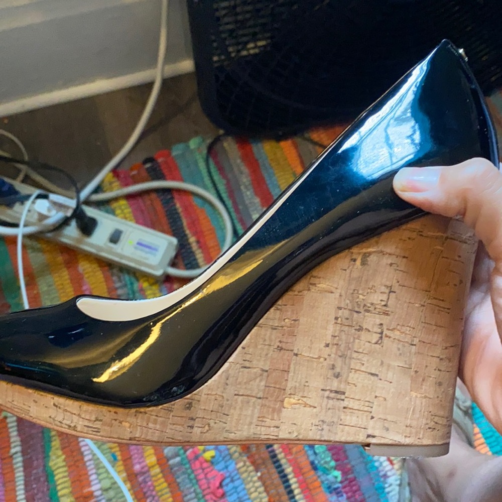 Black Patton leather wedge heel 11